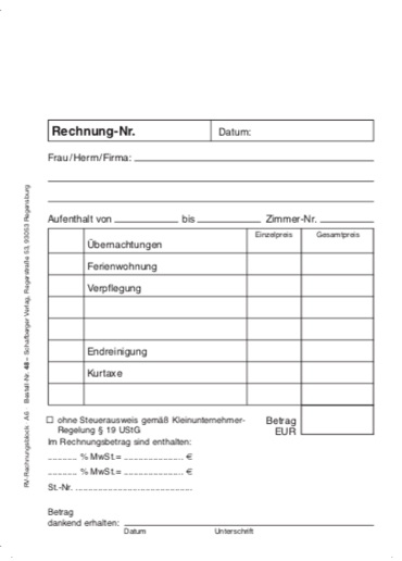 Abbildung von Rechnungsblock A6